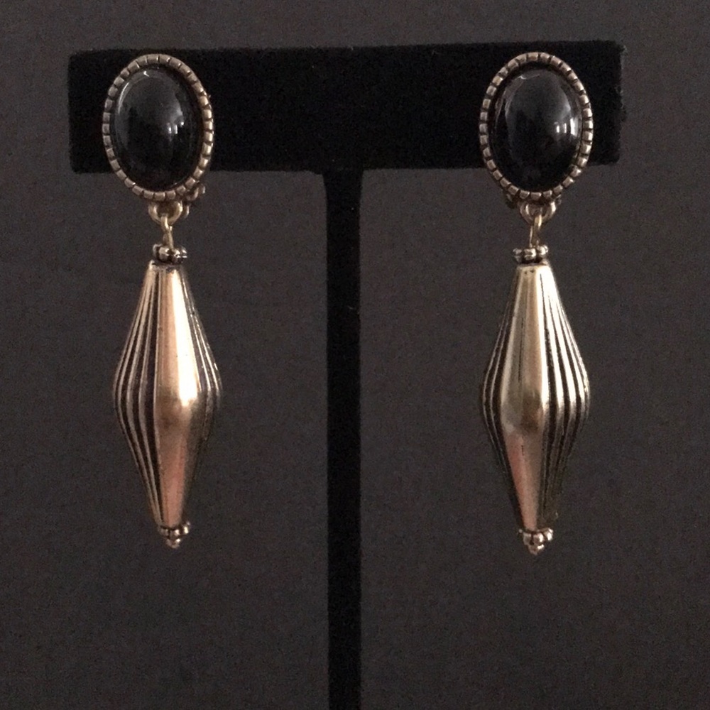 Chico’s Black and Gold Clip-On Earrings